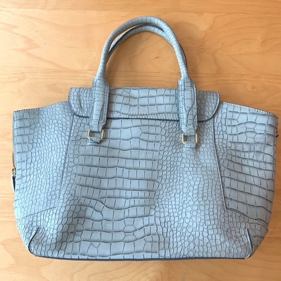 Large Baby Blue Faux Snakeskin Shoulder Tote Bag - Picture 4 of 12